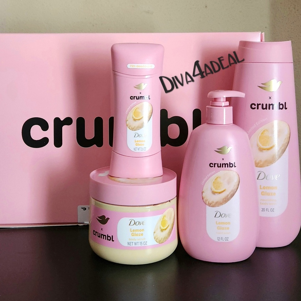 Dove X Crumbl LEMON GLAZE 4PC Body Care Bundle